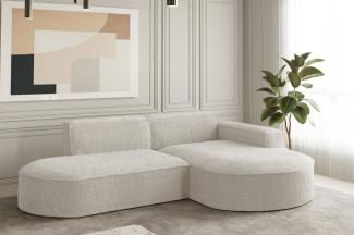 Ecksofa Designersofa PALMA XS in Stoff Ascot Beige Ottomane Rechts