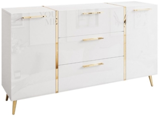 ALLHOUSE24 Kommode DIAMANT 158 cm Breite Hochglanz GOLD Sideboard Möbel BERLIN