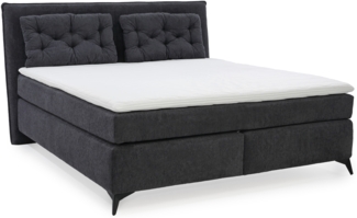 BOXSPRINGBETT 180x200 cm mit Bonell-Wende-Federkernmatratzen H2/H3, Bonell-Federkernpolsterung, PU-Schaum-Topper, 2 Kissen, Chenille Anthrazit