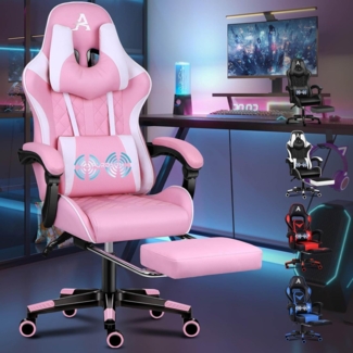 ALFORDSON Premium Gaming Stuhl Fußstütze Lordosenstütze 150° Neigung Büro 180 kg