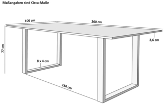 SAM® Baumkantentisch Giant_U, Akazienholz, echte Baumkante, Metallgestell U-Form, bis 3m lieferbar