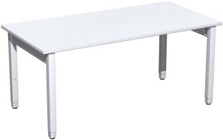 Schreibtisch höhenverstellbar, 160x80x68-86cm, Weiß / Silber