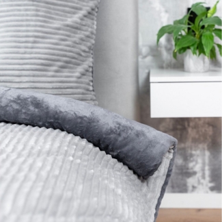 One Home Bettwäsche Winter Cashmere Touch Cord Optik, Fleece, 2 teilig, flauschig warmes Teddy Plüsch, Normalgröße