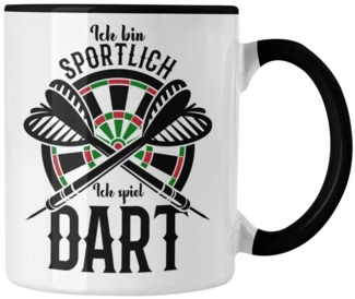 Trendation Tasse Lustige Tasse für Dart Spieler mit Spruch Ich Bin Sportlich Ich Spiel