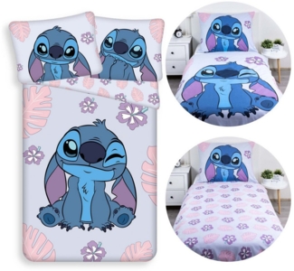 Sarcia. eu Kinderbettwäsche DISNEY Stitch Kinderbettwäsche blau, 100% Baumwolle, 140x200 cm