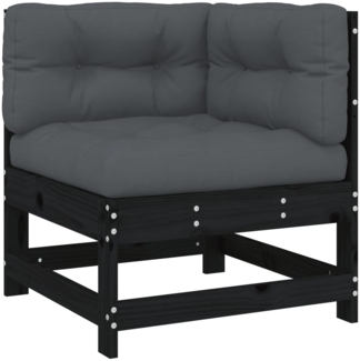 vidaXL Ecksofa mit Kissen Schwarz Massivholz Kiefer 825545