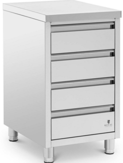 Royal Catering Vorratsschrank 60 x 50 x 87 cm Edelstahl Arbeitsschrank 4 Schubladen Gastro