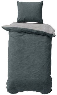Visaggio Bettwäsche Baumwolle 135x200 cm und 155x220 cm, Jersey, 4 teilig, Ganzjahresbettwäsche Markenreißverschluss, Unifarben in Melange Design