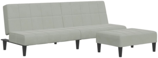vidaXL Schlafsofa 2-Sitzer mit Fußhocker Hellgrau Samt 3258127