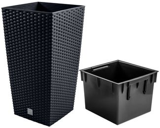 Prosperplast Pflanzkübel Rato Square, Blumentopf mit Einsatz Rato Square Umbra/Anthrazit/Weiß