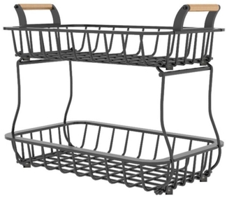 PODOFO Obstschale Obstkörbe 2 Stöckig, Große Obstschale aus Metall für die Arbeitsplatte