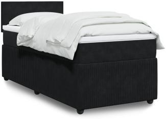 vidaXL Boxspringbett mit Matratze Schwarz 90x190 cm Samt 3287610