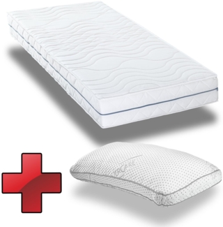 Ergonomische Kaltschaummatratze Supportho Premium 80x200 cm, Höhe 18 cm, Härtegrad H2/H3 + Supportho Viskoelastik Komfort-Schlaf-Kissen 40x80 cm