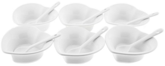 Weissberg Schale 6er-Set Schalen aus hochwertigem Porzellan mit Löffel, herzförmig, Porzellan, (12-tlg), spülmaschinengeeignet, aus Porzellan