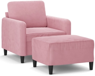 vidaXL Sessel mit Hocker Rosa 60 cm Samt 3201167