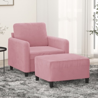 vidaXL Sessel mit Hocker Rosa 60 cm Samt 3201167