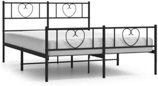 vidaXL Bettgestell mit Kopf- und Fußteil, Metall schwarz, 135x190 cm