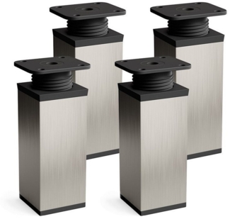 sossai® Möbelfuß Design-Möbelfüße, 4er & 8er Set, höhenverstellbar MFV1, Farbe: Inox, (4-St), Farbe: Inox