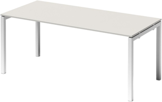 Bisley Cito Schreibtisch 180x80 cm, Tischplatte in grau, U-Gestell in Weiß - Bürotisch & Computertisch, PC Tisch für's Büro, Arbeitshöhe: 74 cm, DUF1808-GW-396