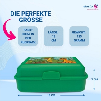 elasto Lunchbox Dino Motiv Brotdose mit Trennschale - Kinder Vesperbox für die Schule