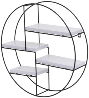 PROREGAL® Wandregal Wandregal rund 45 x 45 x 11 cm 4 Böden Metall Holz Weiß Hängeregal