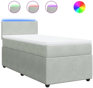 vidaXL Boxspringbett mit Matratze Hellgrau 100x200 cm Samt 3289956