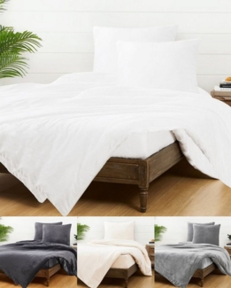 JACK Bettwäsche Teddy Flausch 135x200cm Weiß Grau Anthrazit Creme Einfarbig, Microfaser, 4 teilig, kuschlig, weiche Oberfläche, superweicher Cashmere-Touch