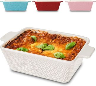 Praknu Auflaufform Auflaufform aus Keramik für 2 Personen - Für Lasagne, Tiramisu, Keramik, (1-St), Für 2 Personen Lasagne, Tiramisu & Auflauf - Hoher Rand - Eckig