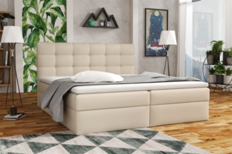 Boxspringbett Schlafzimmerbett DORIANO 160x200cm Kunstleder Soft Beige
