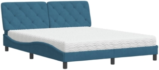 vidaXL Bett mit Matratze Blau 160x200 cm Samt 3208668
