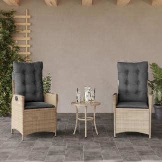 vidaXL Gartensessel Kissen 2Stk. Verstellbar Beigemischung Poly Rattan 365269