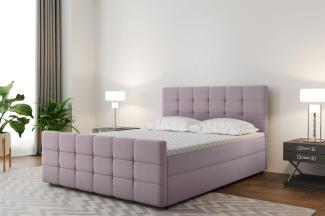 Boxspringbett Schlafzimmerbett SENON 200x220cm Stoff Rose inkl. Bettkasten