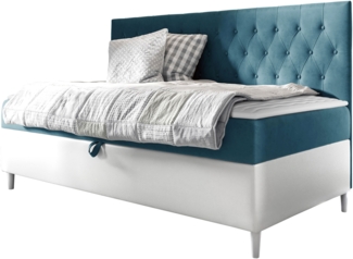 Boxspringbett 'Lenda Junior 2' blau 80x200 cm