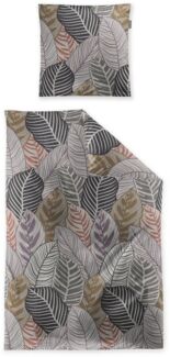 Irisette Feinbiber Bettwäsche Koala 135x200 Blätter braun grau rost 8628-90