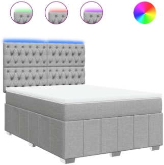 vidaXL Boxspringbett mit Matratze Hellgrau 140x200 cm Stoff 3293998