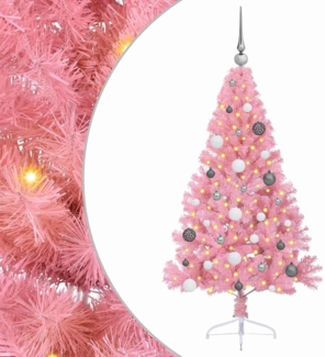 vidaXL Künstlicher vorbeleuchteter Weihnachtsbaum Rosa 150 cm PVC 3397062