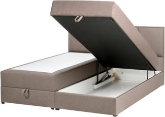 Boxspringbett mit Stauraum Stoff BARONET 160 x 200 cm Taupe