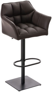 Barhocker SIHAR - Kunstleder Braun 64 x 45 x 88 cm Schwarz | Barstuhl Höhenverstellbar Mit Lehne Drehbar Tresenhocker Tresenstuhl Kneipenhocker