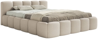 Selsey 'Cloudy Low' Polsterbett 140x200 mit Holzlattenrost, hellbeige Bouclé