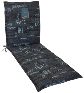 LILENO HOME Liegenauflage perfekt für Strandliege, Sonnenliege Auflage, Gartenliege Auflage, (1er Set), Polster Auflage für Rollliegen Letters Anthrazit, Sitzpolster