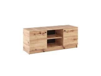 Beautysofa TV-Schrank kleiner Schrank mit offenen Regalen für den Fernseher (eiche artisan) 2 Türen öffnen, B:120/H:48,5/T:40cm