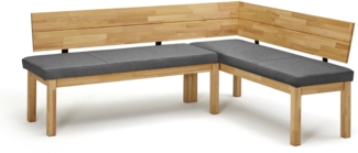 Eckbank Damita aus Massivholz 194 x 155 x 84 Küchenbank massiv Kernbuche geölt/Grau 12179-194155