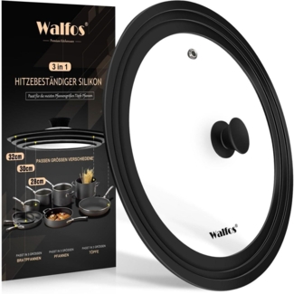 Universaldeckel 32 30 28 Glasdeckel für Töpfe Pfannen Silikonrand hitzebeständig