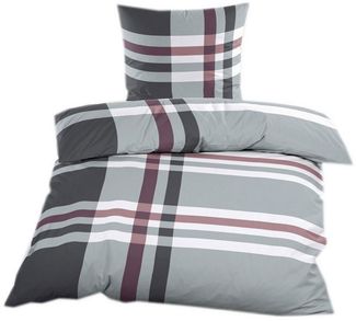Casa Colori Bettwäsche Seersucker 135x200 mit Reißverschluss in Anthrazit Grau kariert, Seersucker, 2 teilig, leicht