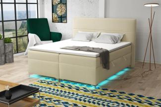 Boxspringbett Schlafzimmerbett CANELA 200x200cm Stoff Monolith inkl. Bettkasten