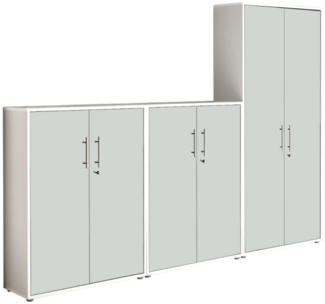 moebel-dich-auf Aktenschrank OFFICE EDITION (Set 53, 2x Aktenschrank niedrig + 1x Aktenschrank hoch) abschließbar, Metallgriffe