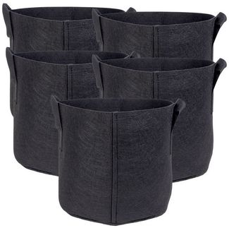 Intirilife Pflanzkübel (5x Vlies Pflanzsack in 20 Liter - 5 Gallon - 30x25 cm, 5 St), Pflanzen Übertopf aus Vliesstoff Blumentopf Pflansack Gefäß Griffe