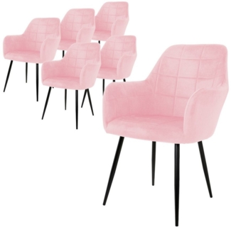 ML-DESIGN Stuhl Esszimmerstuhl ergonomisch & gepolstert, Esstischstuhl mit Rückenlehne (6 St), Wohnzimmerstuhl Rosa Samtbezug Küchenstuhl Polsterstuhl