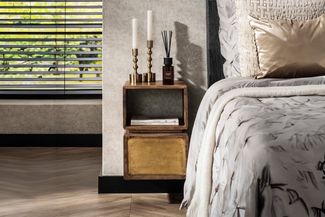 KAWOLA Nachttisch BRASY XL hängend Mangoholz braun 1 Schublade 42 x 30 x 30 cm