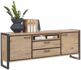 Sideboard Metalo, Holz, Holzwerkstoff, Metall, Holzfarben, 210 x 80 x 42 cm
